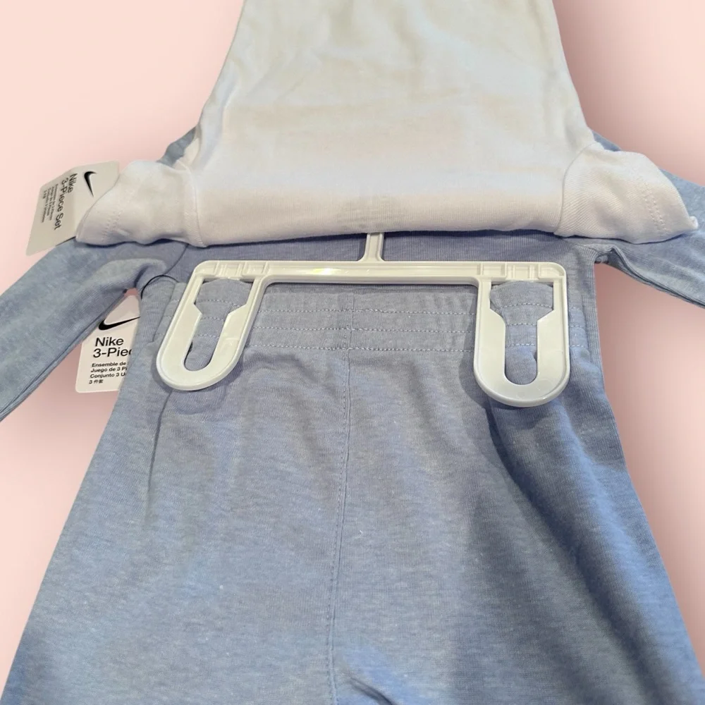 NWT Nike Light Blue Baby One-Piece Set Long & Short Sleeve Bodysuit & Pants 9M - Picture 8 of 8